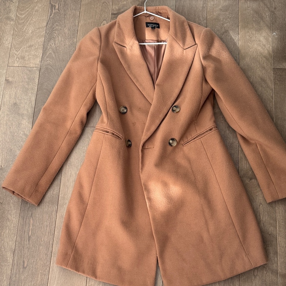 Topshop Women's Tan Brown Winter Fall Pea Coat